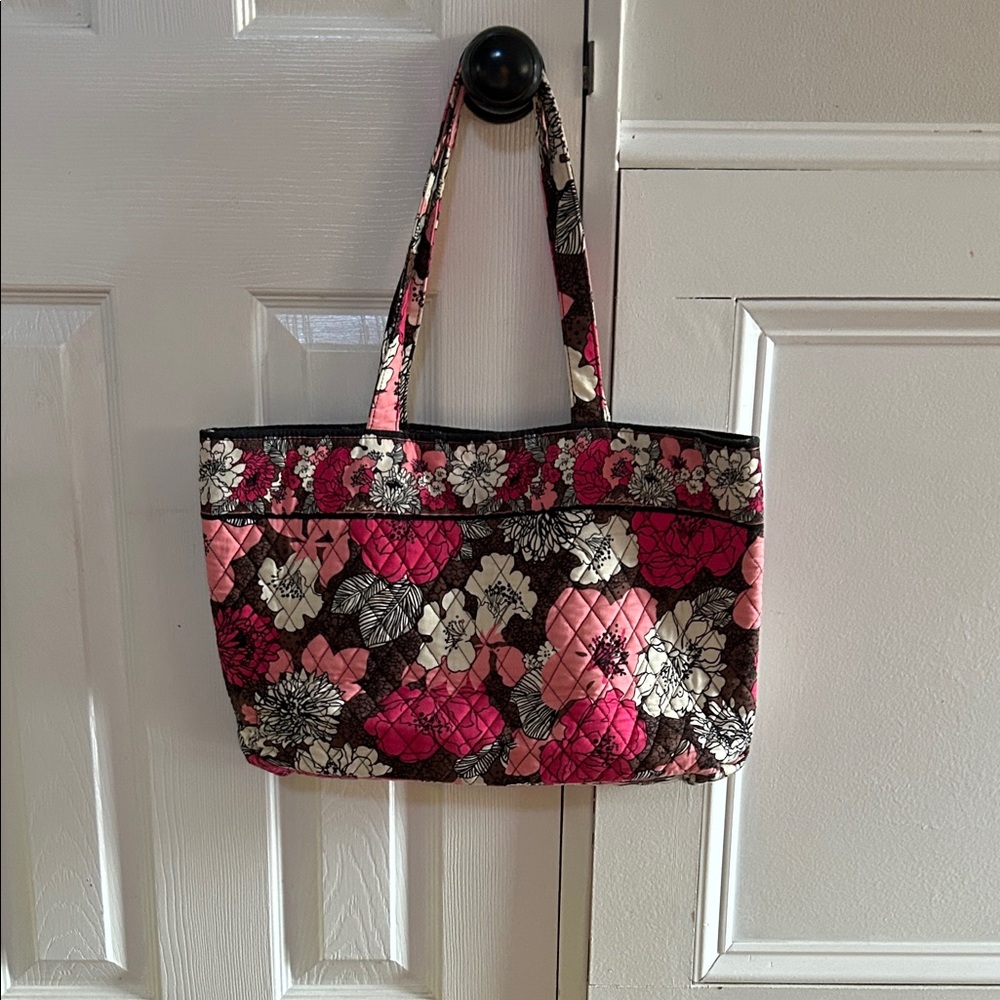 Vera Bradley Floral Pink and Black Quilted Tote Bag